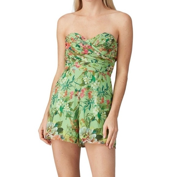 JAYGODFREY Strapless Floral Sweetheart Neckline Romper Size Womens 2 Retail $325 - Picture 1 of 10